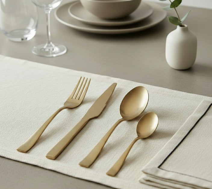 Aria 16 Piece Antique Gold Cutlery Set