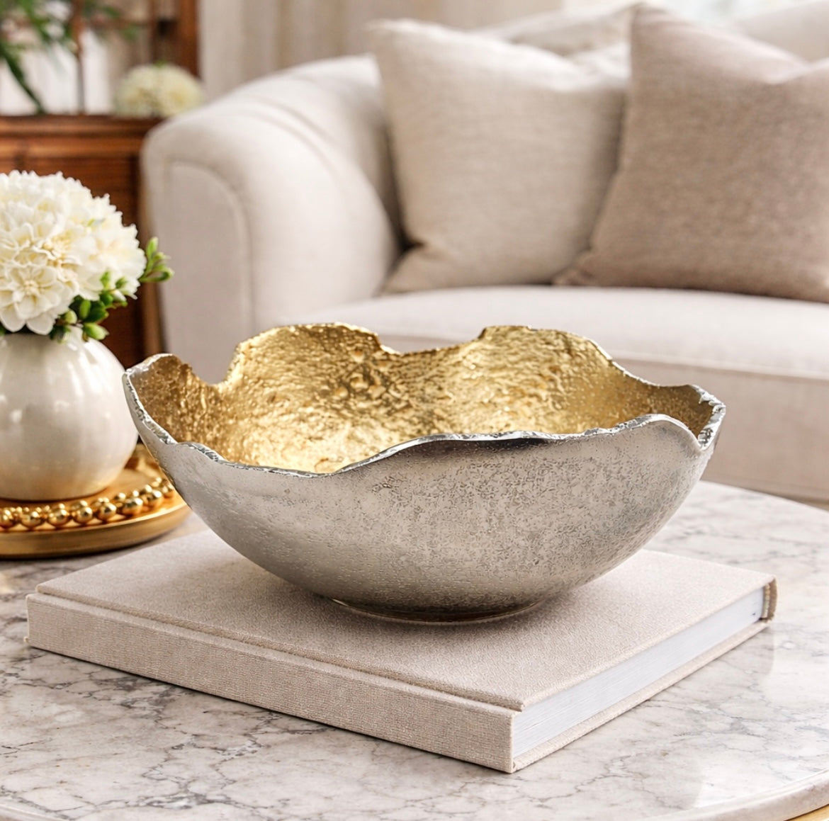 Darcy Small Nickel and Gold Finish Bowl