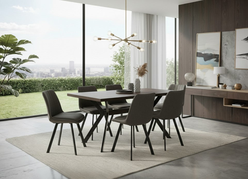 Mavia Rectangle Dining Table with 6 Chairs Set