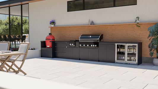 Whistler Grills - Fairford 7 Piece Outdoor Kitchen with Side Burner - Black