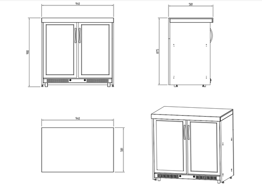 Whistler Grills - Fairford Double Fridge Cabinet - Black