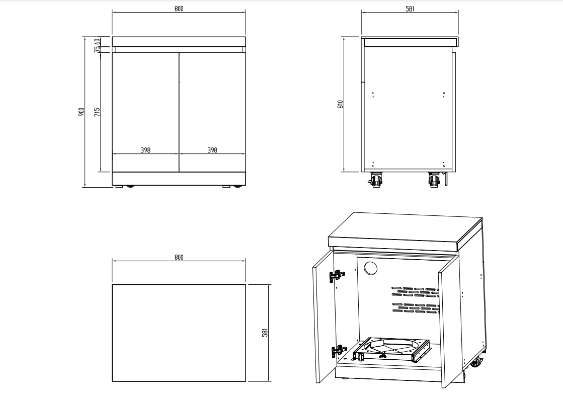 Whistler Grills - Fairford Gas Bottle Cabinet - Grey