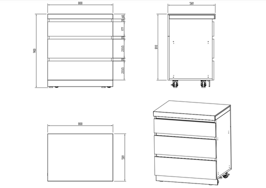 Whistler Grills - Fairford Triple Drawer Cabinet - Black