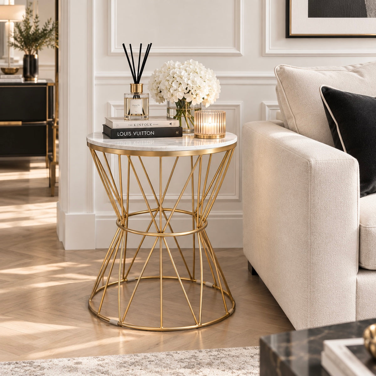 Rene Side Table With Pinched Base