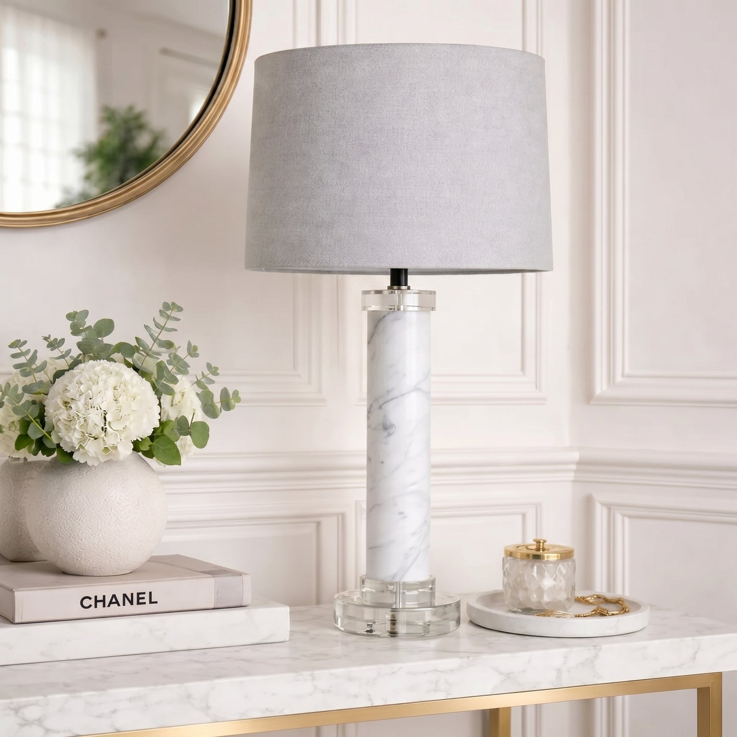 Marble Column Table Lamp - LOW STOCK