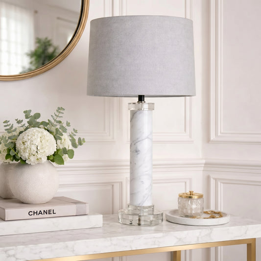 Marble Column Table Lamp - LOW STOCK