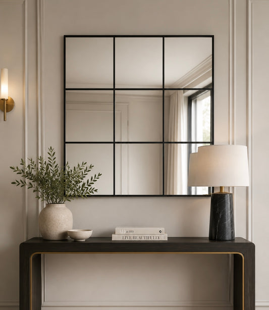 Chimes - Black 9 Squares Wall Mirror