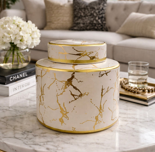 Chimes - Beige and gold crackle jar