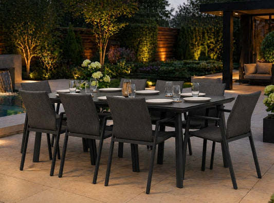 Nova - Phoenix 8 Seat Rectangular Dining Set - Grey