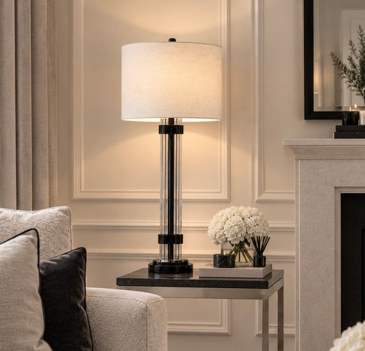 Madelyn Table Lamp Matt Black & Ivory