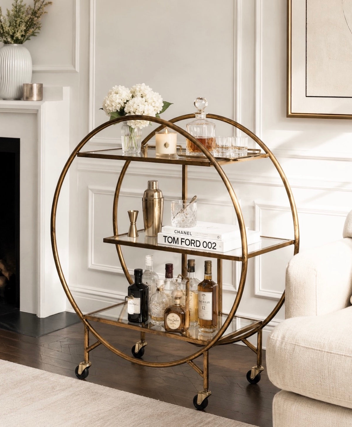 Antique Gold Drinks Trolley