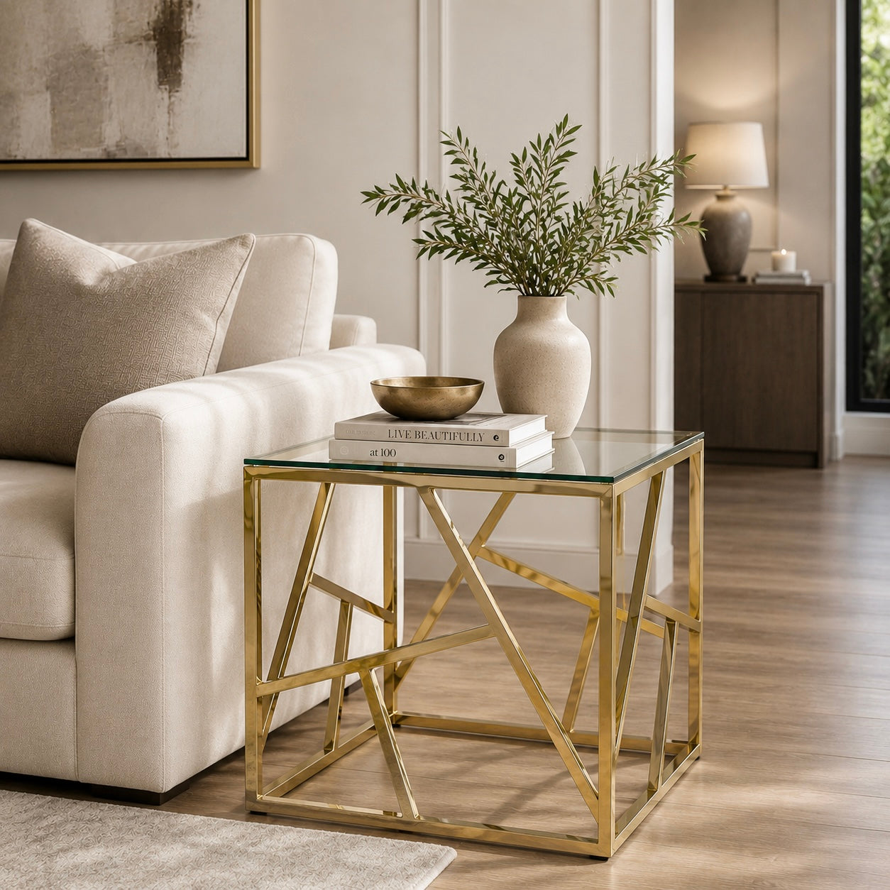 Chimes - Ariana Gold Metal End Table