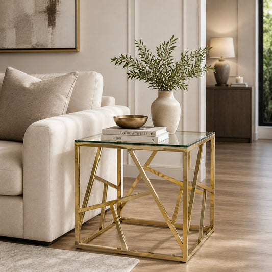 Chimes - Ariana Gold Metal End Table