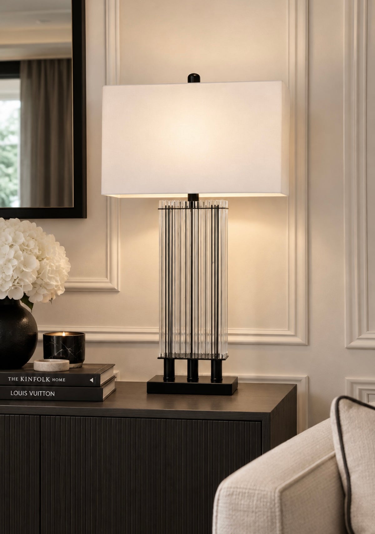 Eliza Clear Glass Table Lamp With Matte Black Base