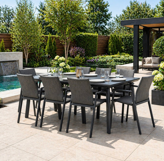 Nova - Phoenix 8 Seat Rectangular Dining Set - Grey
