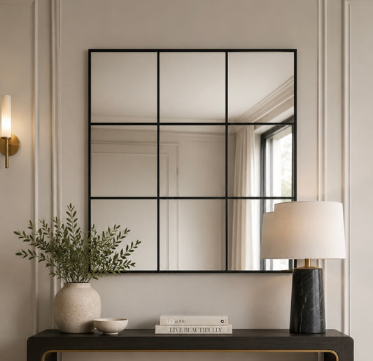 Chimes - Black 9 Squares Wall Mirror