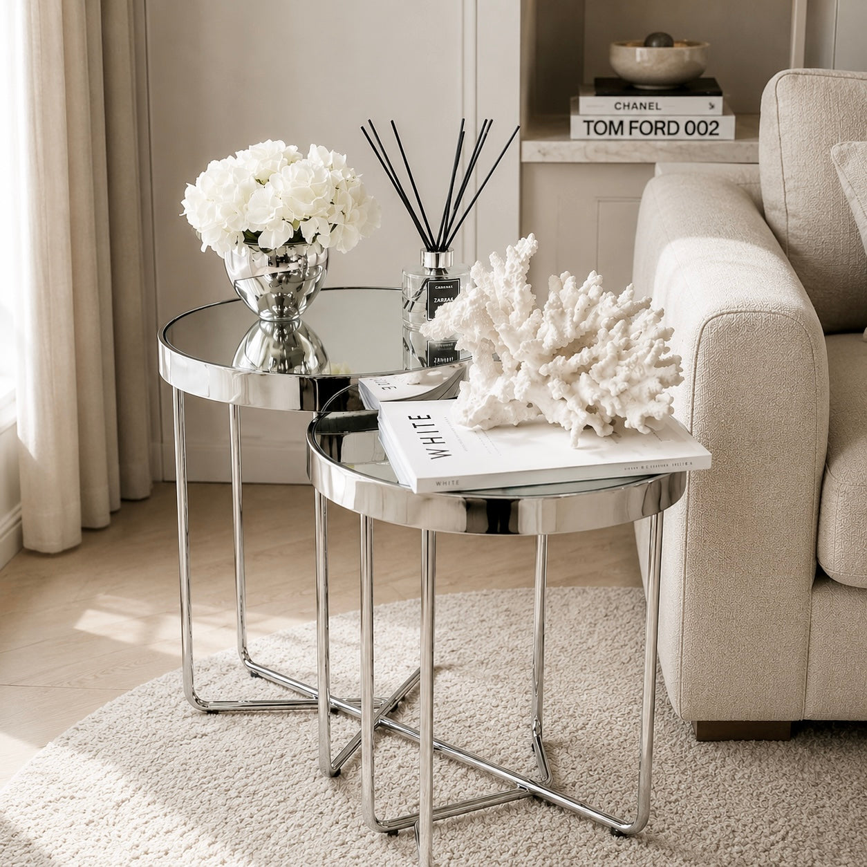 Chimes - Set of 2 Mirrored Top End Tables