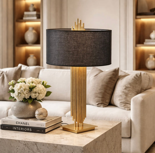 Bunty Table Lamp With Black Linen Shade
