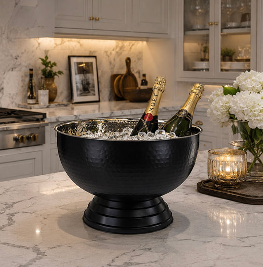Black Hammered Champagne Bowl
