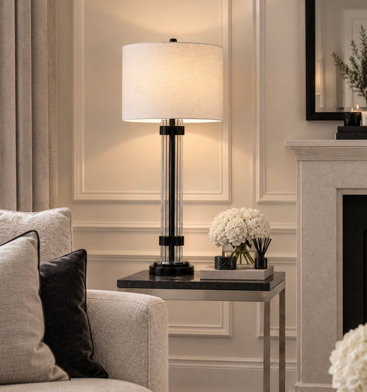Madelyn Table Lamp Matt Black & Ivory