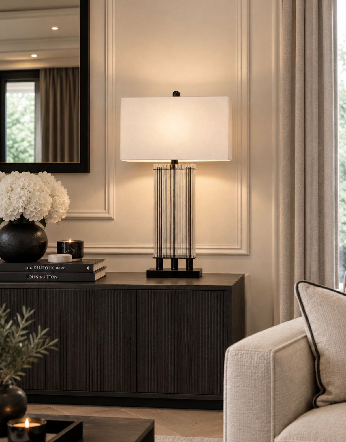 Eliza Clear Glass Table Lamp With Matte Black Base