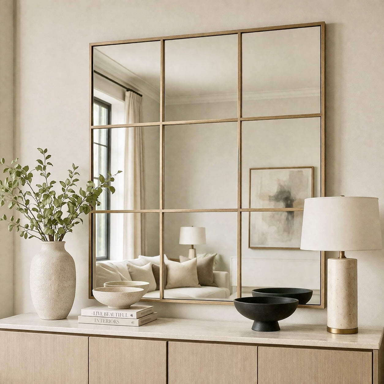 Chimes - Gold 9 Squares Wall Mirror