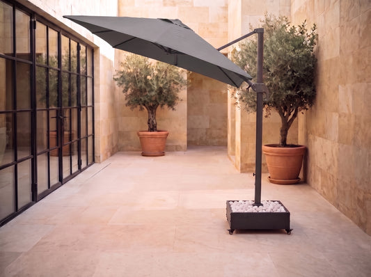 Chimes - Geneva 3m Square Crank & Tilt Cantilever Parasol - Grey