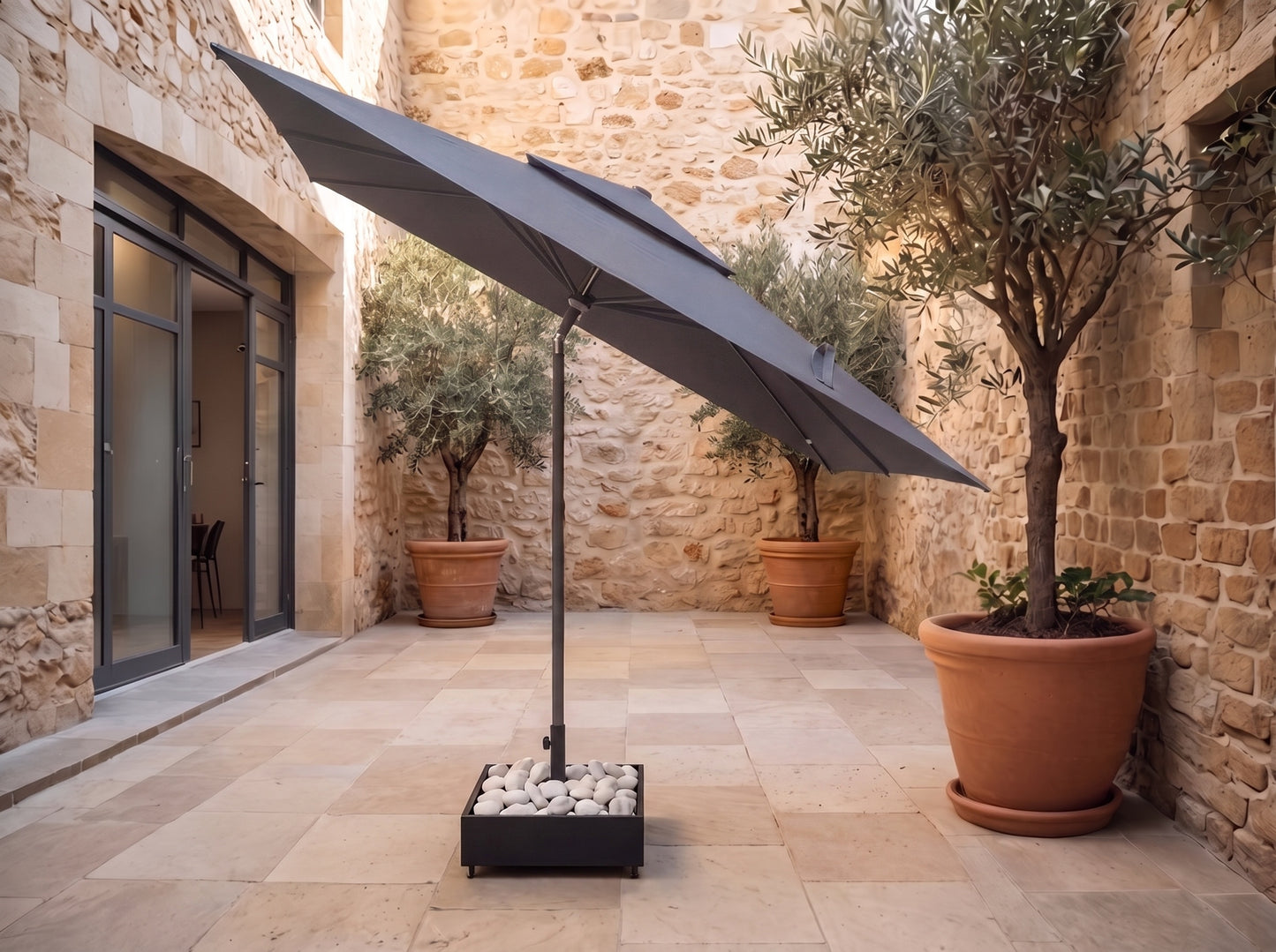 Chimes - Geneva 3m x 2m Rectangular Crank & Tilt Cantilever Parasol - Grey