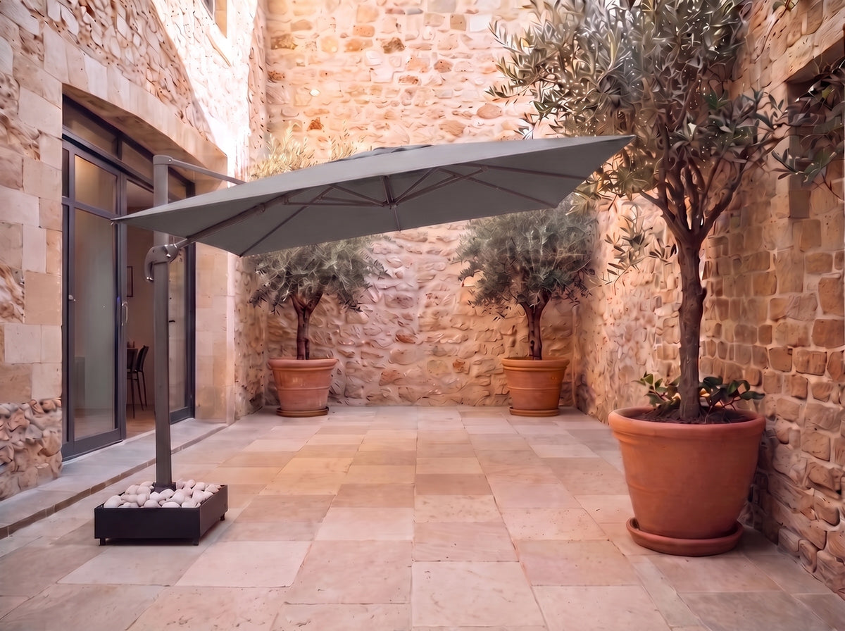 Chimes - Geneva 3m x 2m Rectangular Crank & Tilt Cantilever Parasol - Grey
