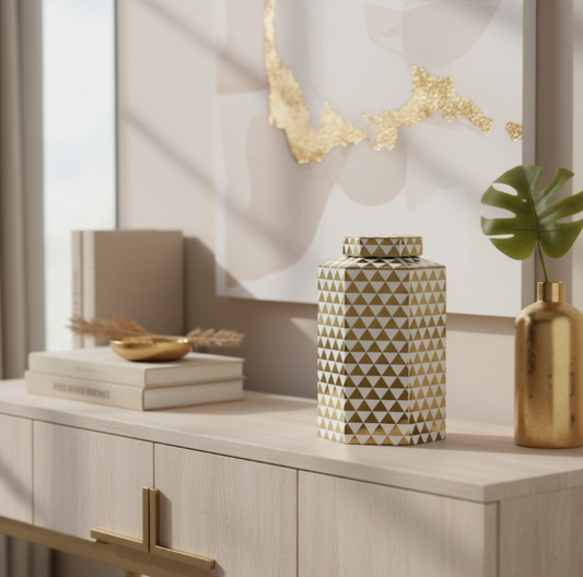 Chimes - Large Gold Geo Jar