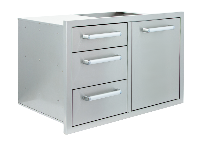 Whistler Grills - Burford Built-In Triple Drawer and Waste Bin Unit - Black