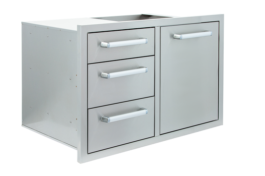 Whistler Grills - Burford Built-In Triple Drawer and Waste Bin Unit - Black