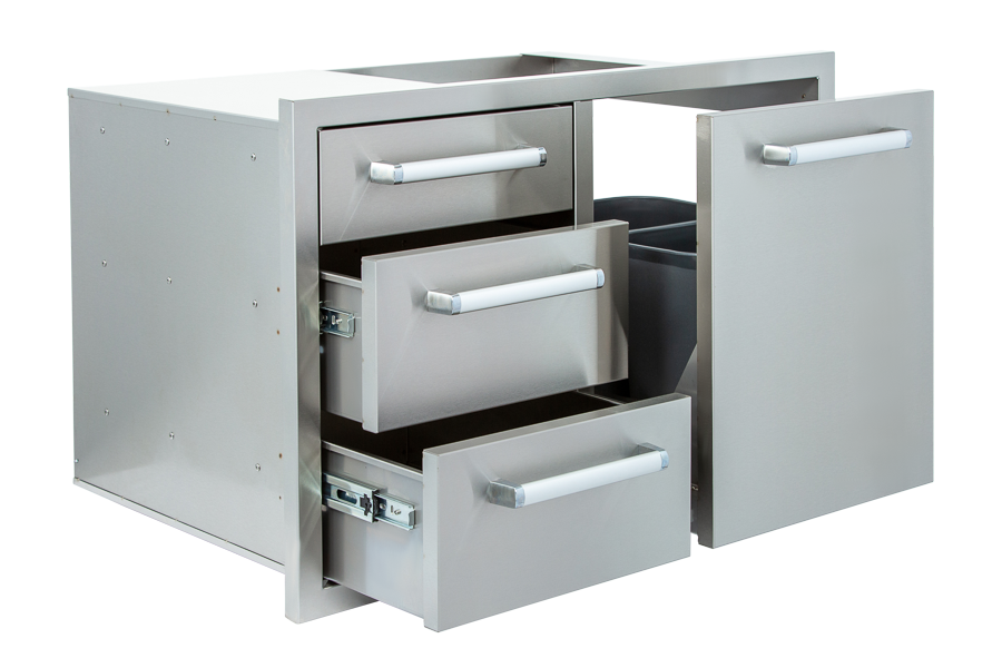 Whistler Grills - Burford Built-In Triple Drawer and Waste Bin Unit - Black