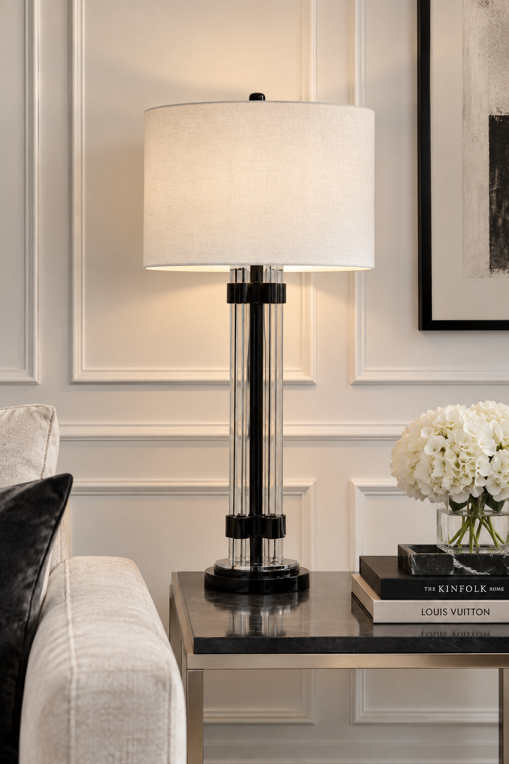 Madelyn Table Lamp Matt Black & Ivory