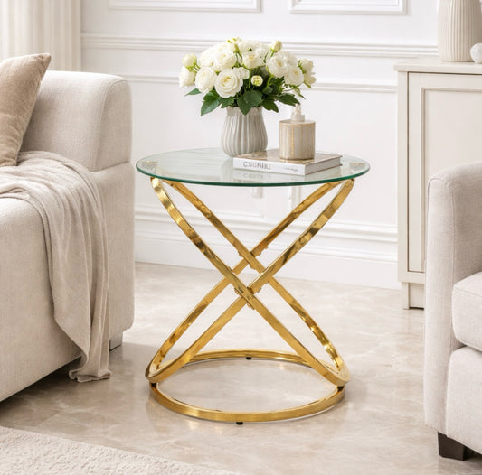 Reina Gold End Table Glass