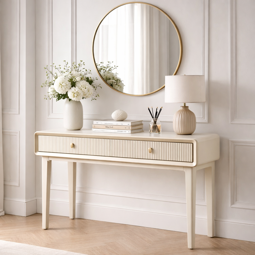 Alohi Cream Elm 2 Drawer Console Table