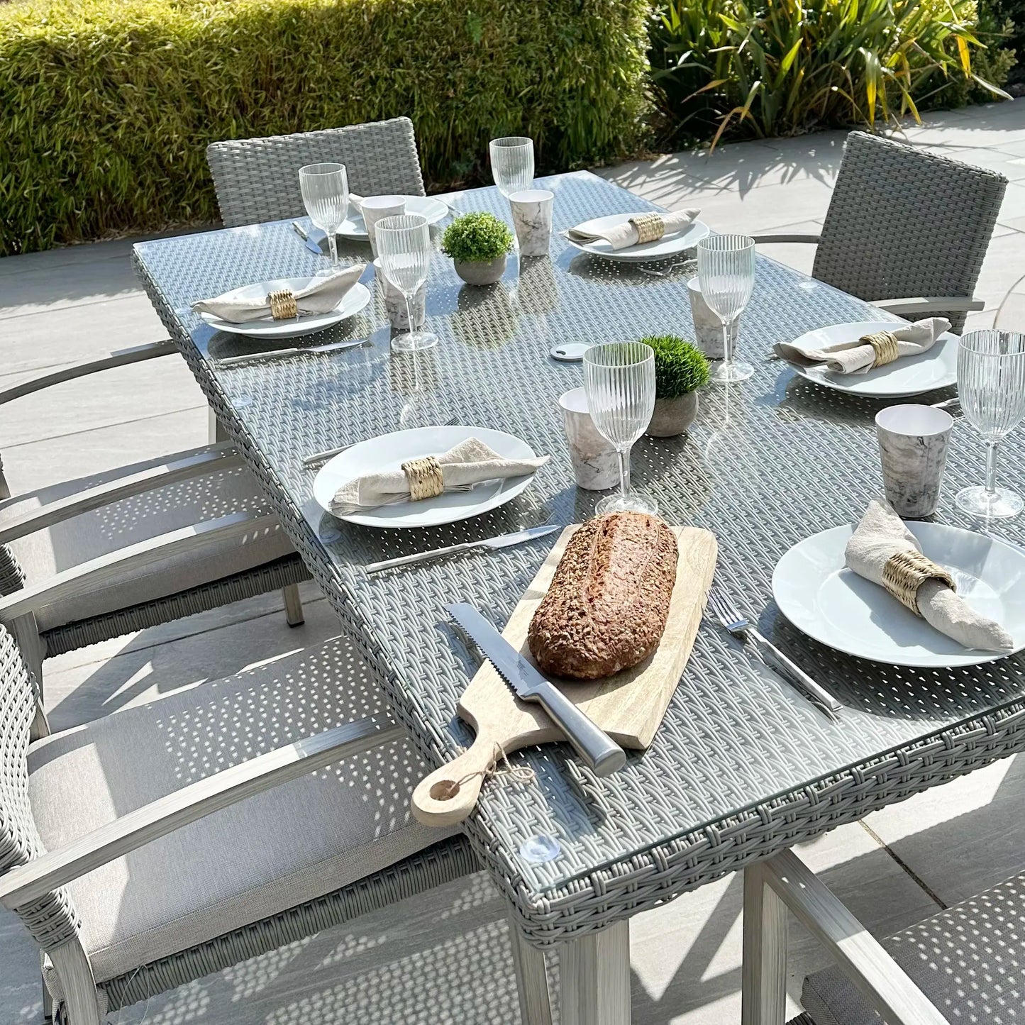 Nova - Griffin 6 Seat Rectangular Dining Set - Light Grey