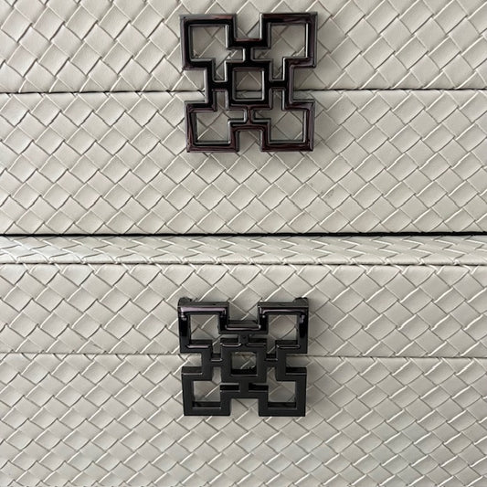 Chimes - Set of 2 Cream Woven Faux Leather Jewellery Boxes