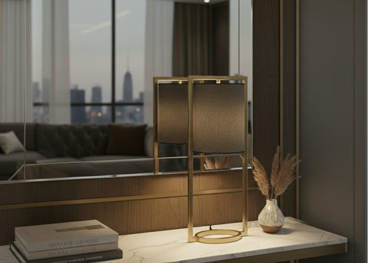 Leia Black Shade With Gold Finish Metal Frame Table Lamp
