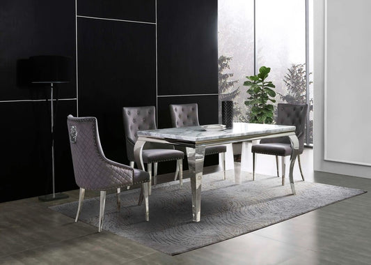 Chimes - Marina Marble Rectangular Dining Set with 6 Chairs