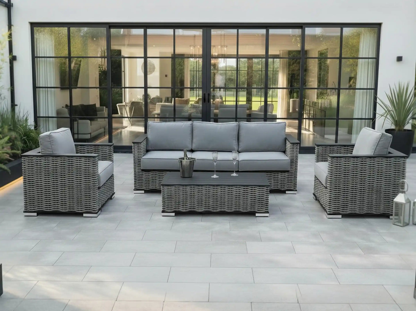 Chimes - Monaco Aluminium 3 Seat Sofa Set with Coffee Table - Rope Weave
