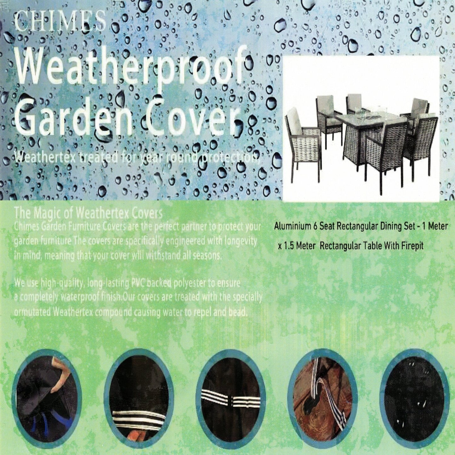 Cover Chimes Monaco Aluminium 6 Seat Rectangular Dining Set