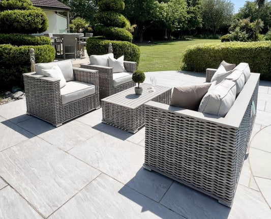 Chimes - Monaco Aluminium & Rope 3 Seat Sofa Set with Coffee Table - Cream