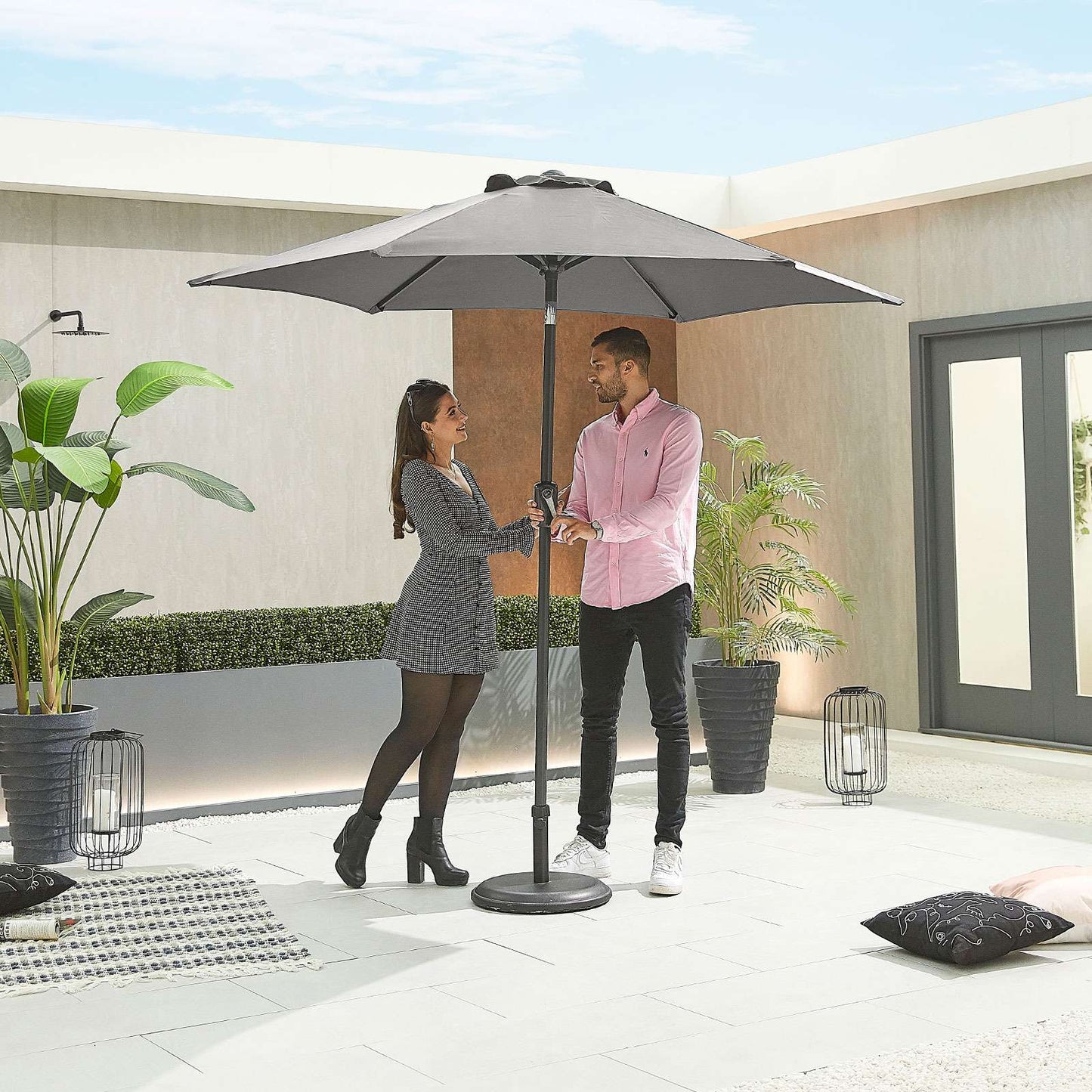 Chimes Antigua Aluminium 2.4m Round Parasol - Grey