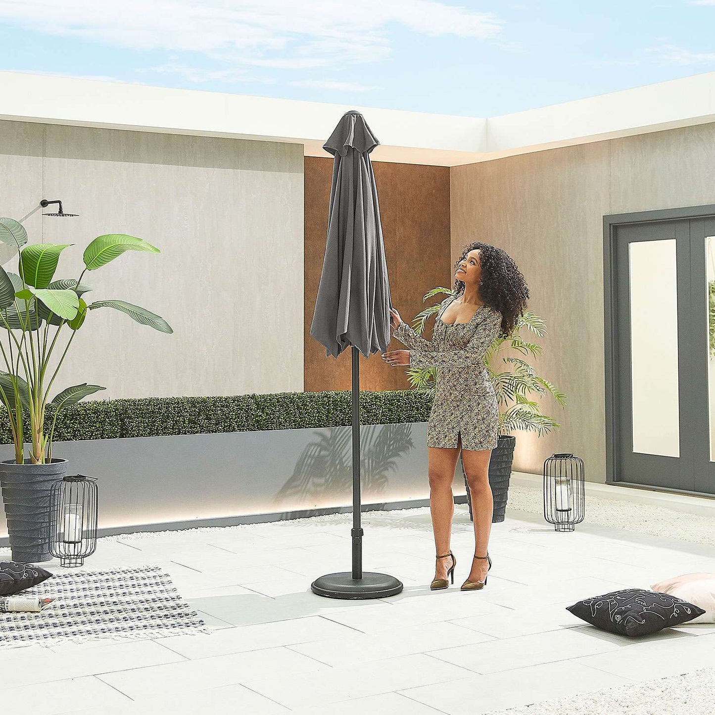 Chimes Antigua Aluminium 2.4m Round Parasol - Grey