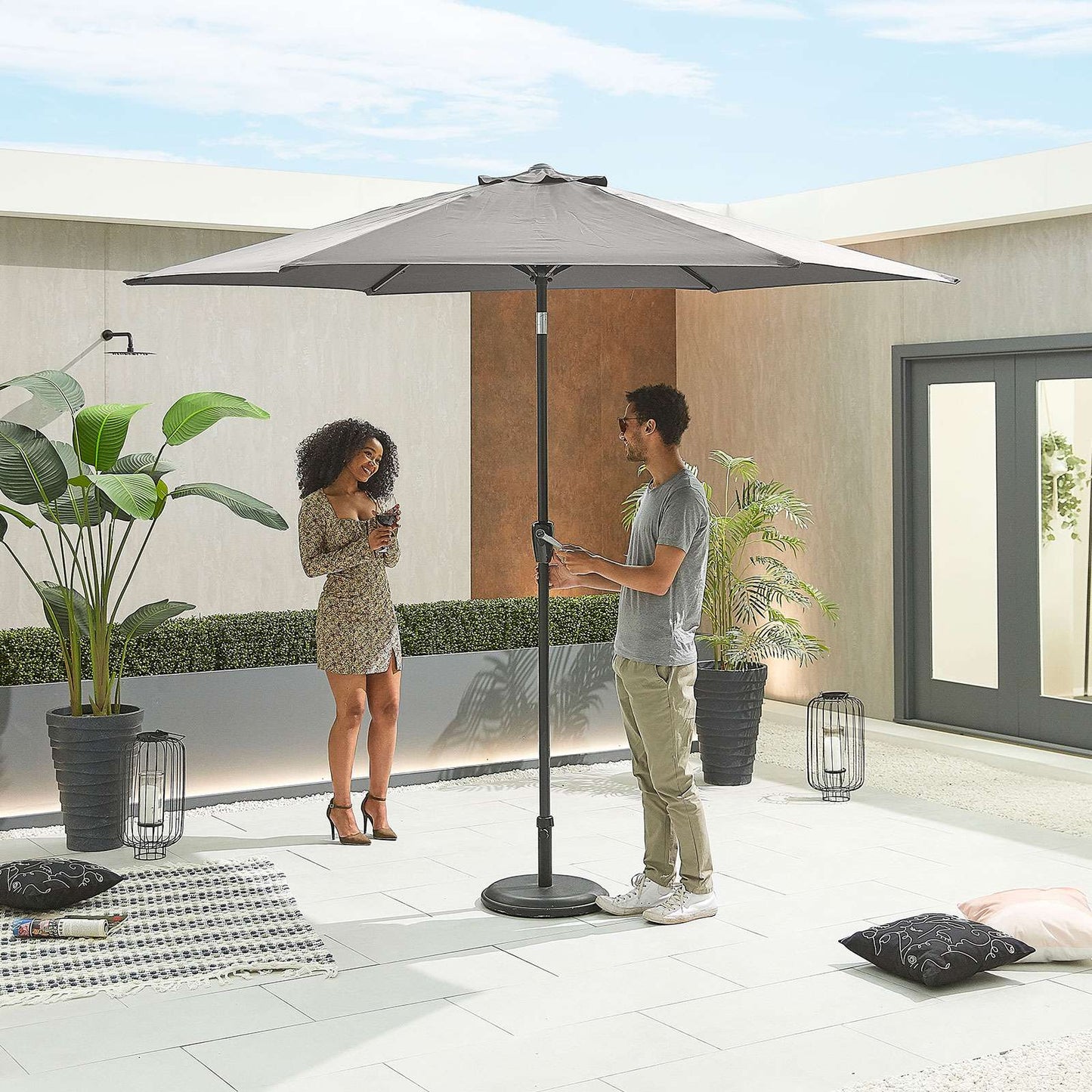 Chimes Antigua Aluminium 3m Round Parasol - Grey