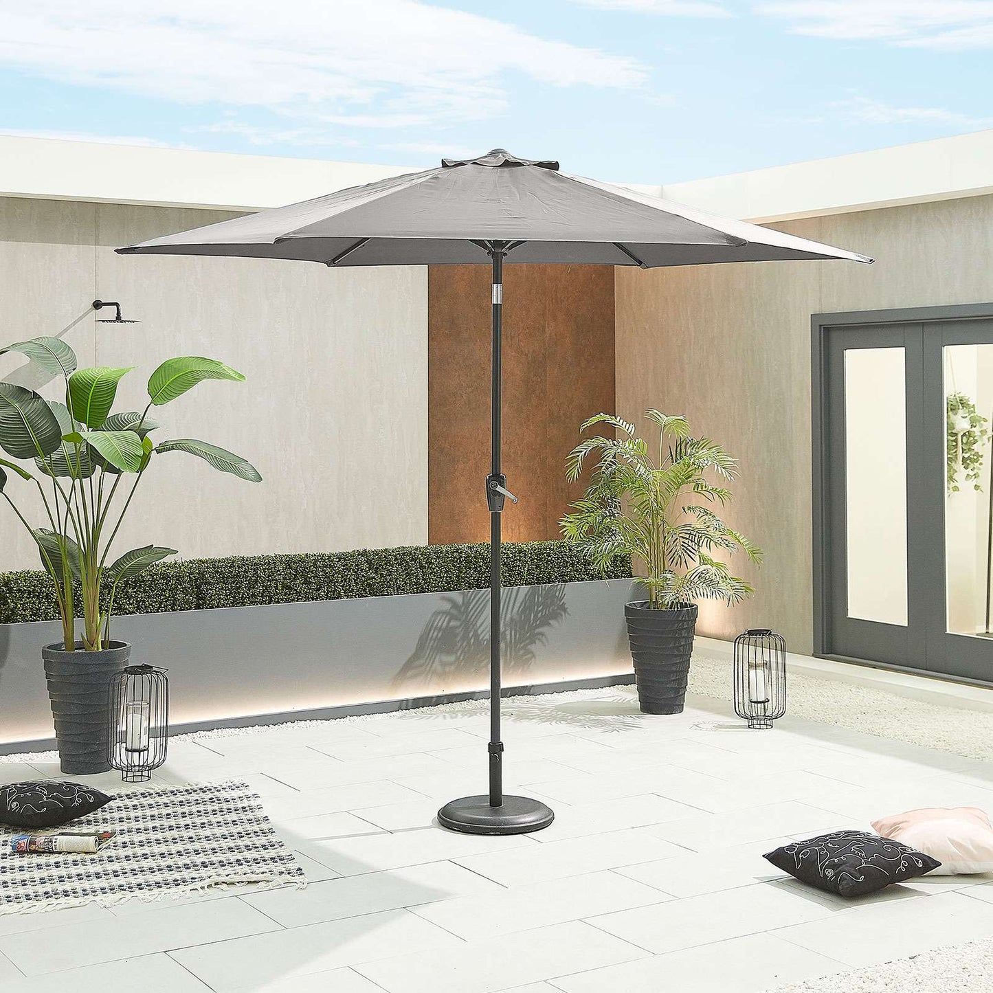 Chimes Antigua Aluminium 3m Round Parasol - Grey