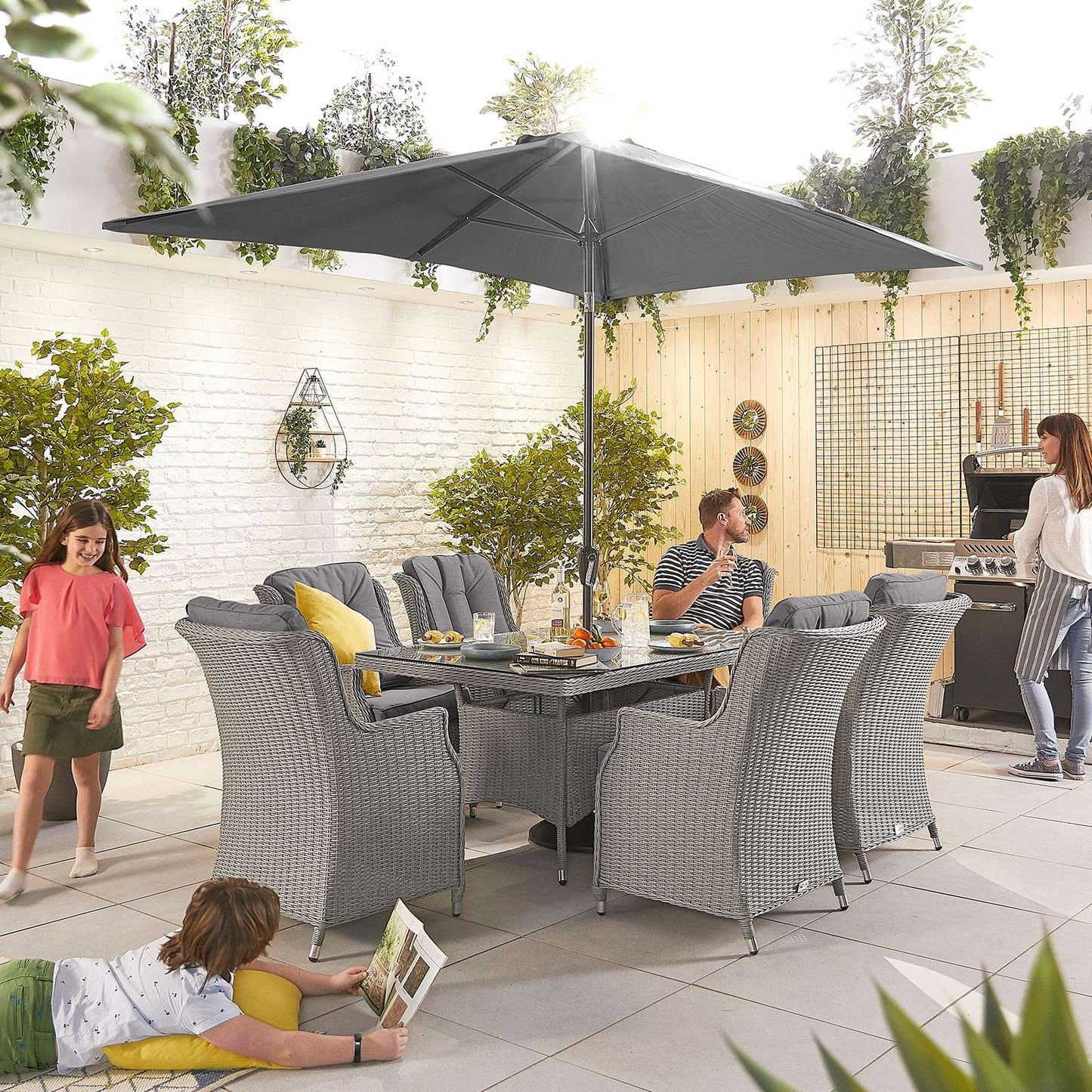 Nova - Heritage White Wash Thalia 6 Seat Dining Set - 1.5m x 1m Rectangular Table (1 IN STOCK)