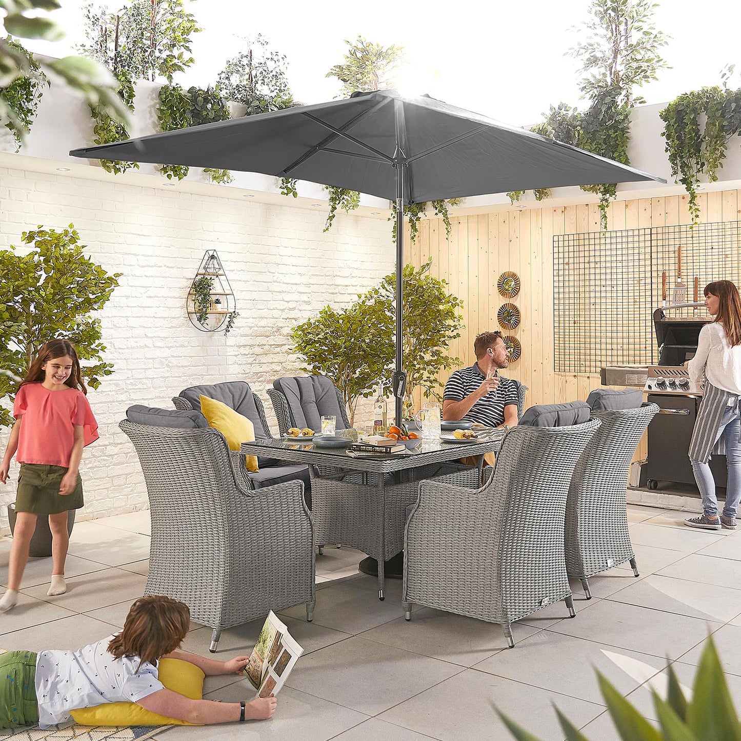 Nova - Heritage White Wash Thalia 6 Seat Dining Set - 1.5m x 1m Rectangular Table (1 IN STOCK)