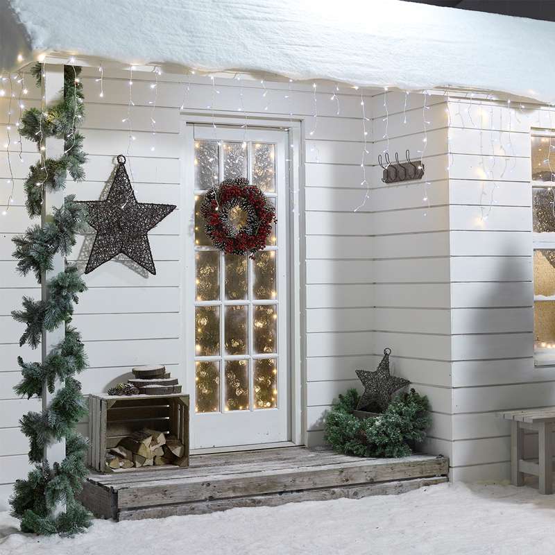 Snowing Icicle Lights with 360 LEDs - Cool White